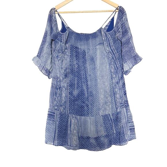 Rory Beca Whim Dress Blue Print Boho Women’s Size L - Picture 5 of 8